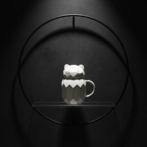 Bear Shape Ceramic Mug (Black & White)