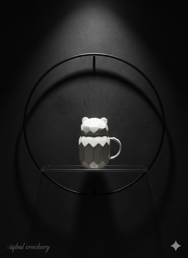 Bear Shape Ceramic Mug (Black & White)